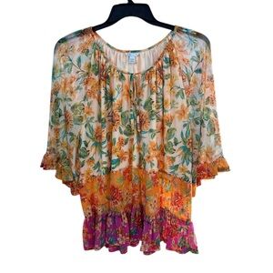 Cato Plus Size Floral Mesh Tiered Tunic Blouse size 22/24 W